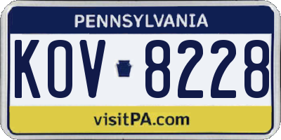 PA license plate KOV8228