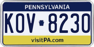 PA license plate KOV8230