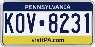 PA license plate KOV8231