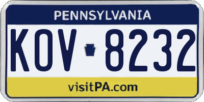 PA license plate KOV8232