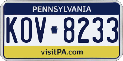 PA license plate KOV8233