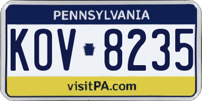 PA license plate KOV8235