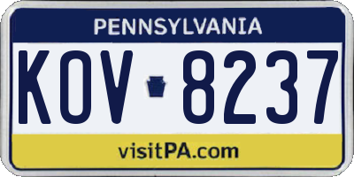 PA license plate KOV8237