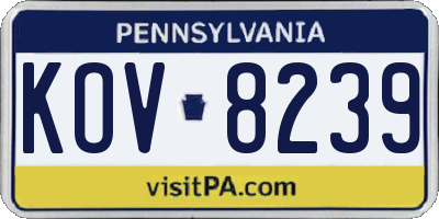 PA license plate KOV8239