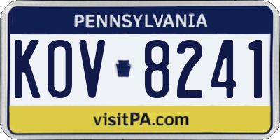 PA license plate KOV8241