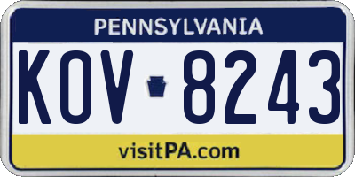 PA license plate KOV8243
