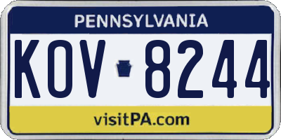 PA license plate KOV8244