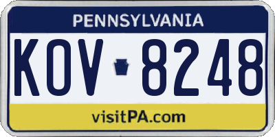 PA license plate KOV8248