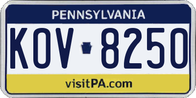 PA license plate KOV8250