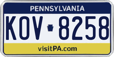 PA license plate KOV8258