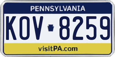 PA license plate KOV8259