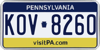 PA license plate KOV8260