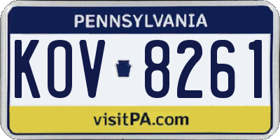 PA license plate KOV8261
