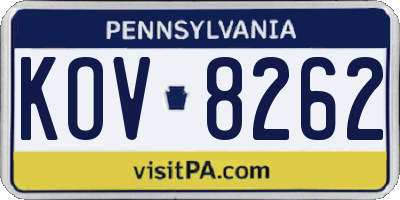 PA license plate KOV8262