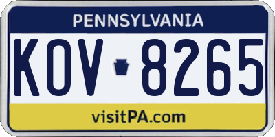 PA license plate KOV8265