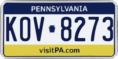 PA license plate KOV8273