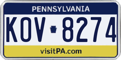 PA license plate KOV8274