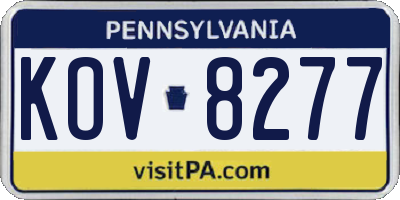 PA license plate KOV8277