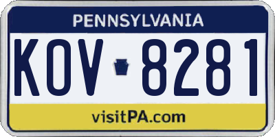 PA license plate KOV8281