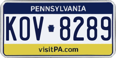 PA license plate KOV8289