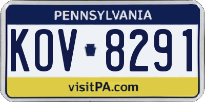 PA license plate KOV8291