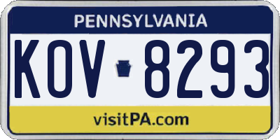 PA license plate KOV8293