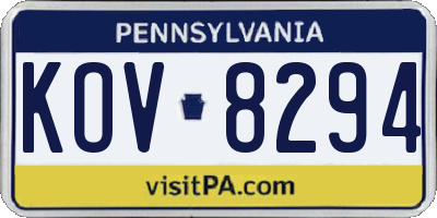 PA license plate KOV8294
