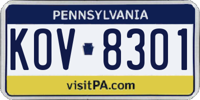 PA license plate KOV8301