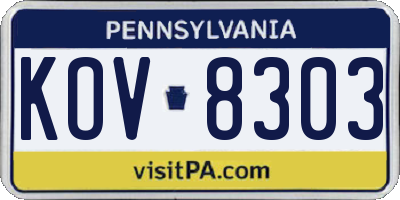 PA license plate KOV8303