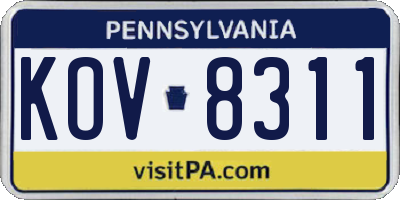 PA license plate KOV8311
