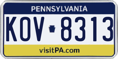 PA license plate KOV8313