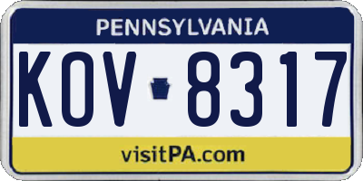 PA license plate KOV8317