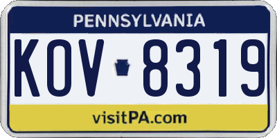 PA license plate KOV8319