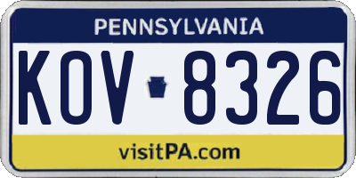 PA license plate KOV8326