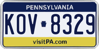 PA license plate KOV8329