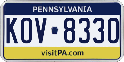 PA license plate KOV8330