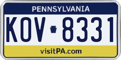 PA license plate KOV8331