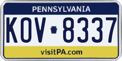 PA license plate KOV8337