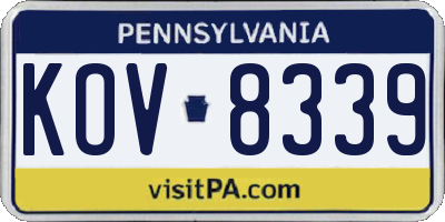 PA license plate KOV8339
