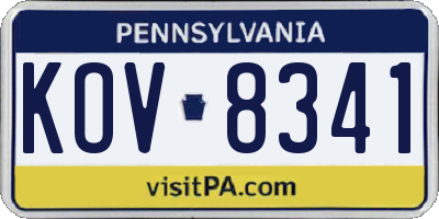 PA license plate KOV8341