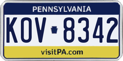 PA license plate KOV8342