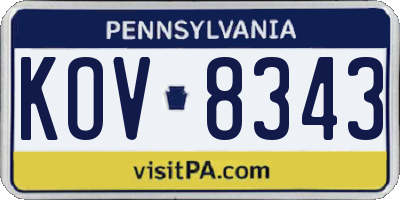 PA license plate KOV8343