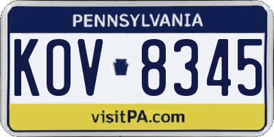 PA license plate KOV8345