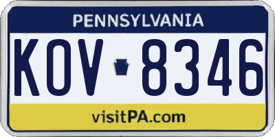 PA license plate KOV8346