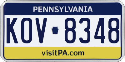 PA license plate KOV8348