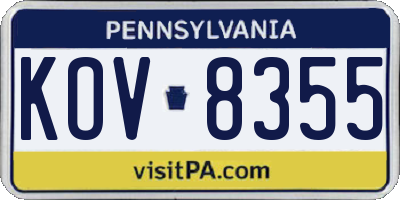 PA license plate KOV8355
