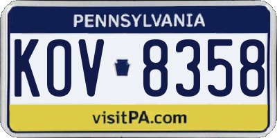 PA license plate KOV8358