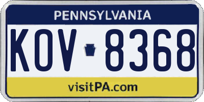 PA license plate KOV8368