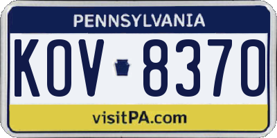 PA license plate KOV8370
