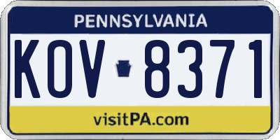 PA license plate KOV8371